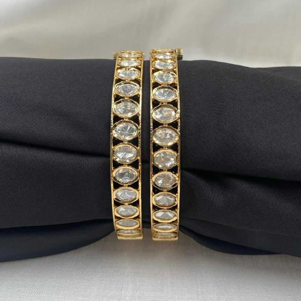 Amoliya Jewels Gold Plated Polki Kundan Royal Look Openable Bangles Set