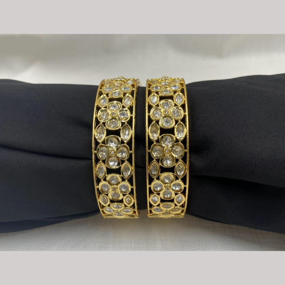 Amoliya Jewels Gold Plated Polki Kundan Royal Look Bangles Set