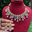 Amoliya Jewels Traditional Gold-Plated Polki Kundan And Beads Necklace Set