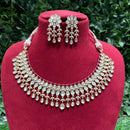 Amoliya Jewels Traditional Gold-Plated Polki Kundan And Pearl Necklace Set