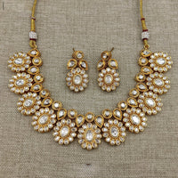 Amoliya Jewels Traditional Gold-Plated Polki Kundan Necklace Set