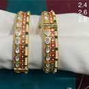 Amoliya Jewels Traditional Gold-Plated Polki Kundan And Pearls Openable Bangles Set