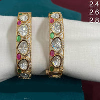 Amoliya Jewels Traditional Gold-Plated Polki Kundan Openable Bangles Set