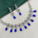 Amoliya Jewels Elegant Silver-Plated Crystal & Pearl Timeless Grace for Every Occasion Necklace Set
