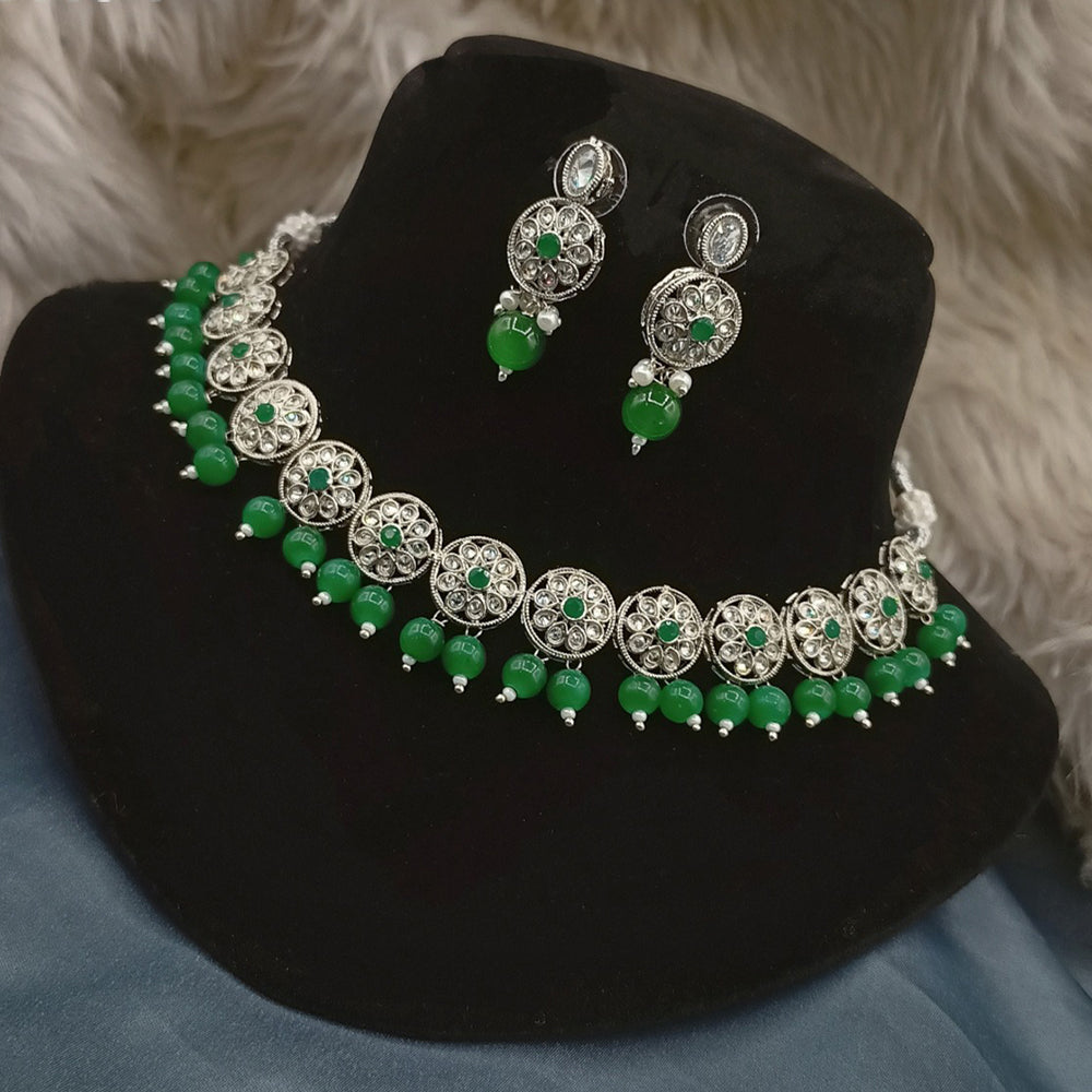 Amoliya Jewels Elegant Silver-Plated Crystal & Pearl Timeless Grace for Every Occasion Necklace Set