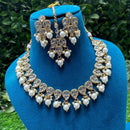 Amoliya Jewels Designer Gold-Plated Kundan Pearl Necklace Set