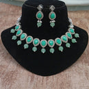 Amoliya Jewels Elegant Silver-Plated Crystal & Beads Necklace Set