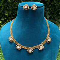 Amoliya Jewels Elegant Gold-Plated Crystal Necklace Set