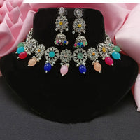 Amoliya Jewels Elegant Silver-Plated Crystal & Pearl Timeless Grace for Every Occasion Necklace Set