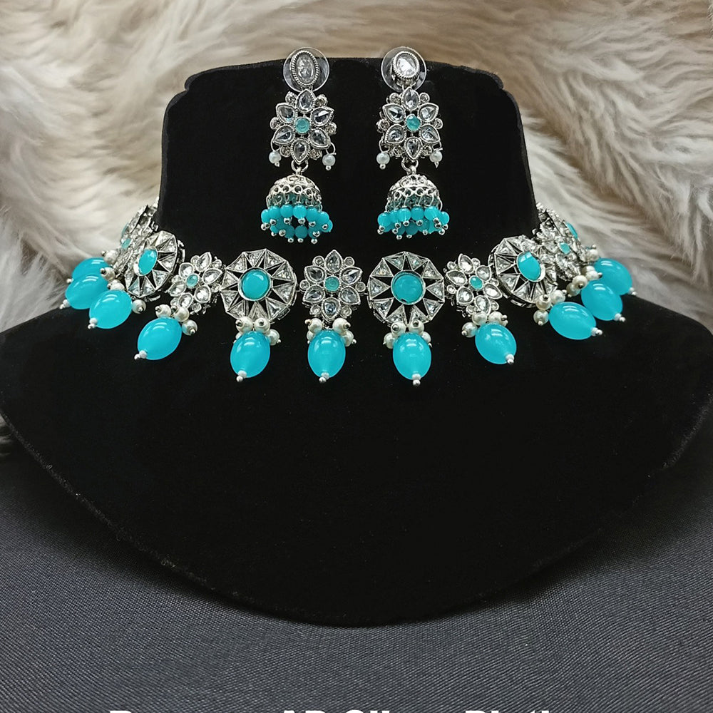 Amoliya Jewels Elegant Silver-Plated Crystal & Pearl Timeless Grace for Every Occasion Necklace Set