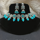 Amoliya Jewels Elegant Silver-Plated Crystal & Pearl Timeless Grace for Every Occasion Necklace Set