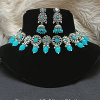 Amoliya Jewels Elegant Silver-Plated Crystal & Pearl Timeless Grace for Every Occasion Necklace Set