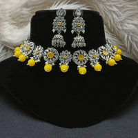 Amoliya Jewels Elegant Silver-Plated Crystal & Pearl Timeless Grace for Every Occasion Necklace Set