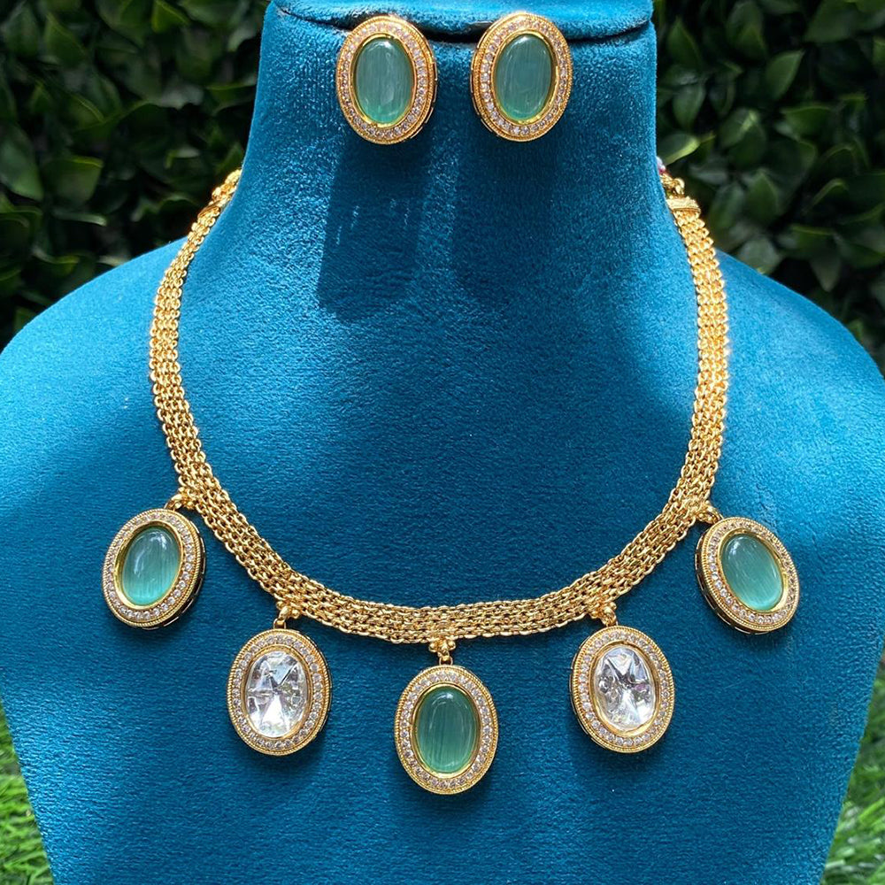 Amoliya Jewels Elegant Gold-Plated Crystal Necklace Set