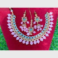 Amoliya Gold Plated Designer Crystal And Beads Necklace Set