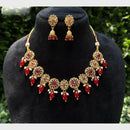 Amoliya Gold Plated Designer Crystal And Beads Necklace Set