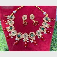 Amoliya Gold Plated Designer Crystal And Beads Necklace Set