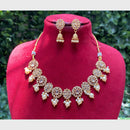 Amoliya Gold Plated Designer Crystal And Beads Necklace Set