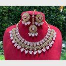 Amoliya Gold Plated Designer Crystal And Beads Necklace Set