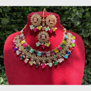 Amoliya Gold Plated Designer Crystal And Beads Necklace Set