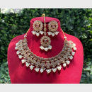 Amoliya Gold Plated Designer Crystal And Beads Necklace Set