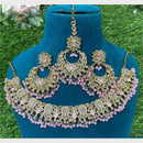 Amoliya Gold Plated Designer Crystal And Beads Necklace Set
