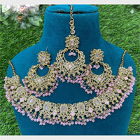 Amoliya Gold Plated Designer Crystal And Beads Necklace Set