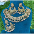 Amoliya Gold Plated Designer Crystal And Beads Necklace Set
