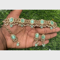 Amoliya Gold Plated Designer Crystal And Beads Choker Necklace Set