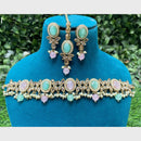 Amoliya Gold Plated Designer Crystal And Beads Choker Necklace Set