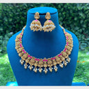 Amoliya Jewels Traditional Gold Plated Pota And Beads Temple Necklace Set