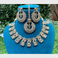 Amoliya Gold Plated Designer Crystal Necklace Set
