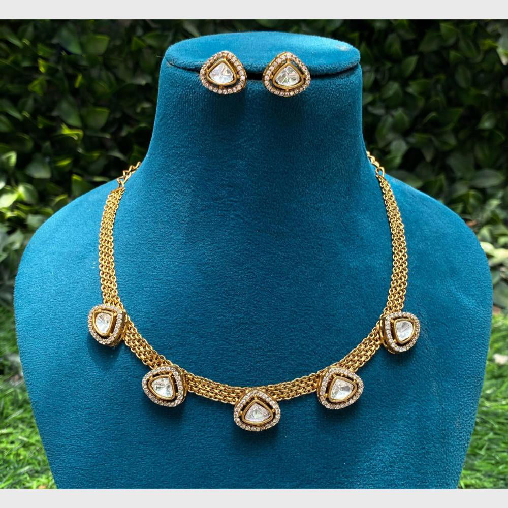 Amoliya Jewels Elegant Gold-Plated Crystal Necklace Set
