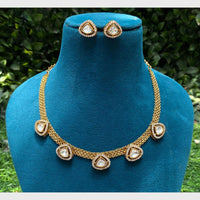 Amoliya Jewels Elegant Gold-Plated Crystal Necklace Set
