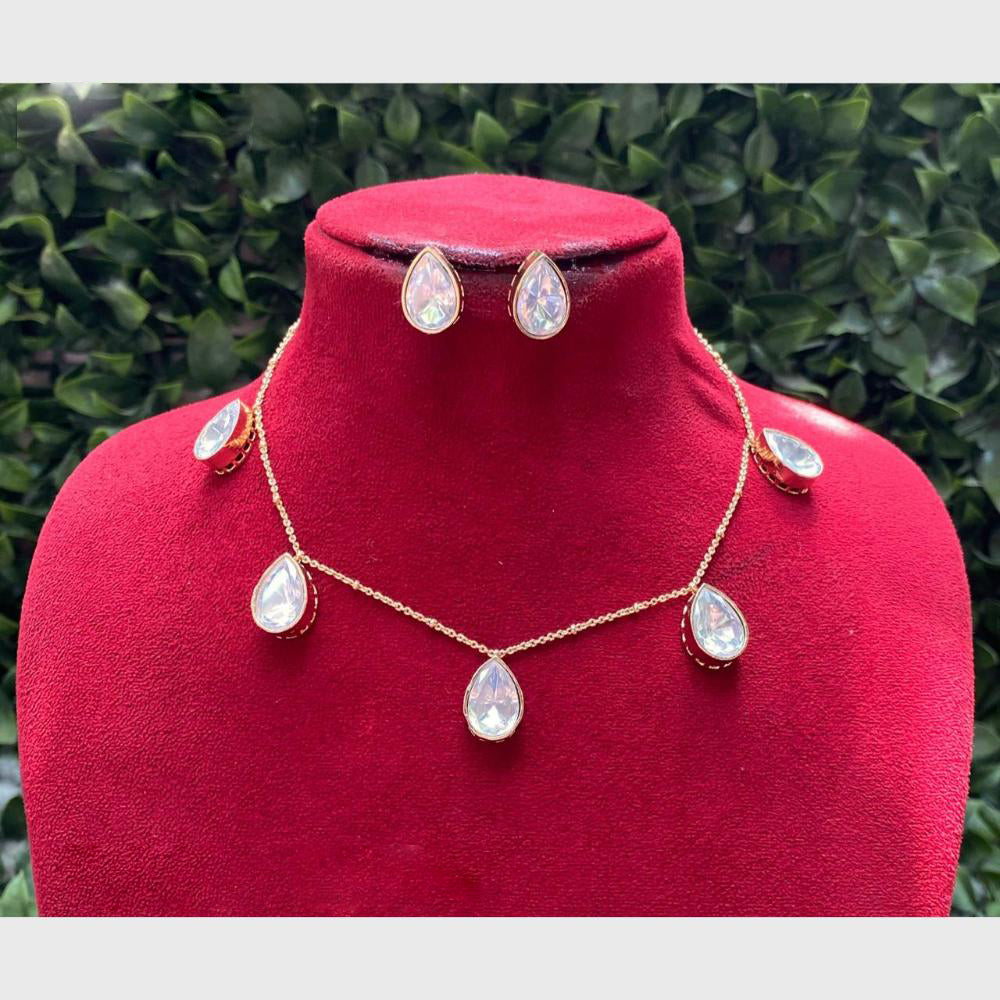 Amoliya Jewels Elegant Gold-Plated Crystal Necklace Set