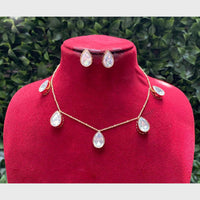 Amoliya Jewels Elegant Gold-Plated Crystal Necklace Set