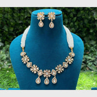 Amoliya Jewels Traditional Gold Plated Polki Kundan And Pearl Necklace Set