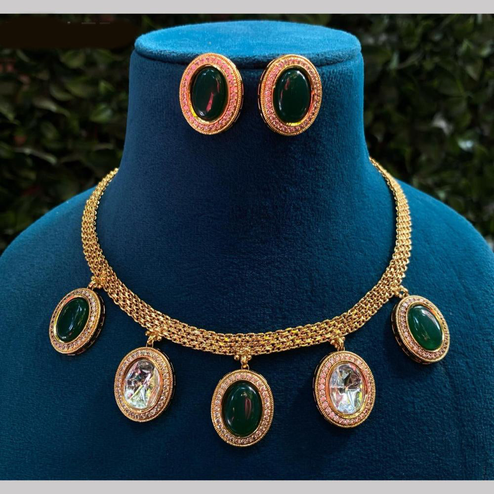 Amoliya Jewels Elegant Gold-Plated Crystal Necklace Set