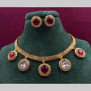 Amoliya Jewels Elegant Gold-Plated Crystal Necklace Set