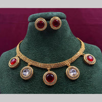 Amoliya Jewels Elegant Gold-Plated Crystal Necklace Set