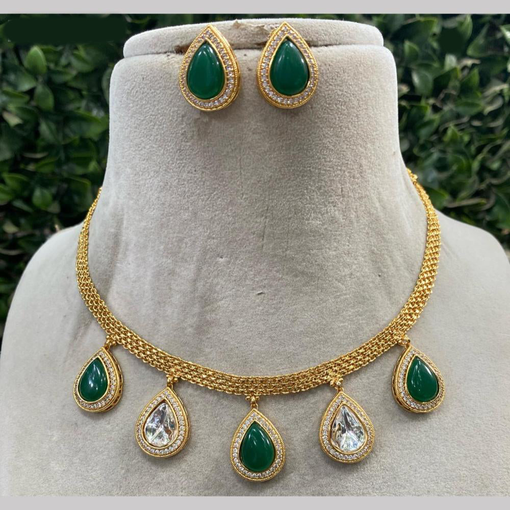 Amoliya Jewels Elegant Gold-Plated Crystal Necklace Set