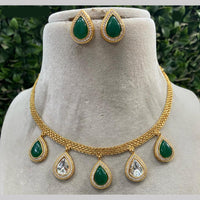 Amoliya Jewels Elegant Gold-Plated Crystal Necklace Set