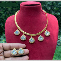 Amoliya Jewels Elegant Gold-Plated Crystal Necklace Set