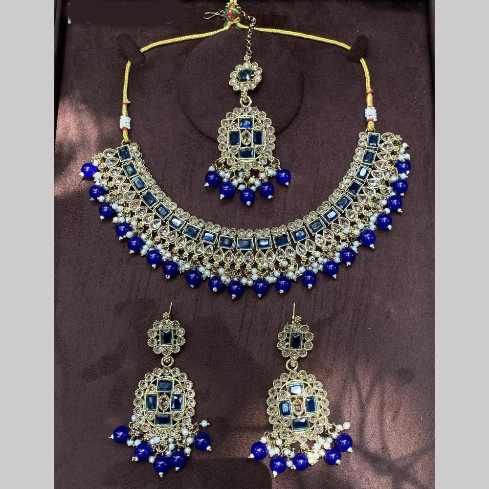 Amoliya Jewels Elegant Gold-Plated Crystal Necklace Set