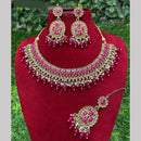 Amoliya Jewels Elegant Gold-Plated Crystal Necklace Set