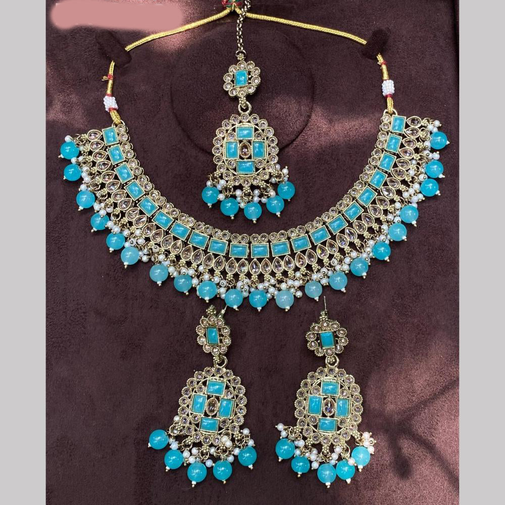 Amoliya Jewels Elegant Gold-Plated Crystal Necklace Set