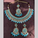Amoliya Jewels Elegant Gold-Plated Crystal Necklace Set