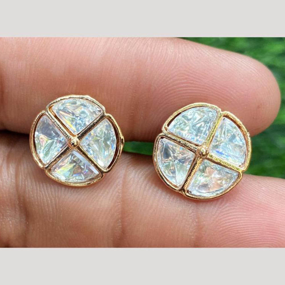 Amoliya Jewels Gold Plated Polki Kundan Stud Earrings