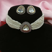Amoliya Jewels Gold Plated Polki Kundan And Pearl Necklace Set