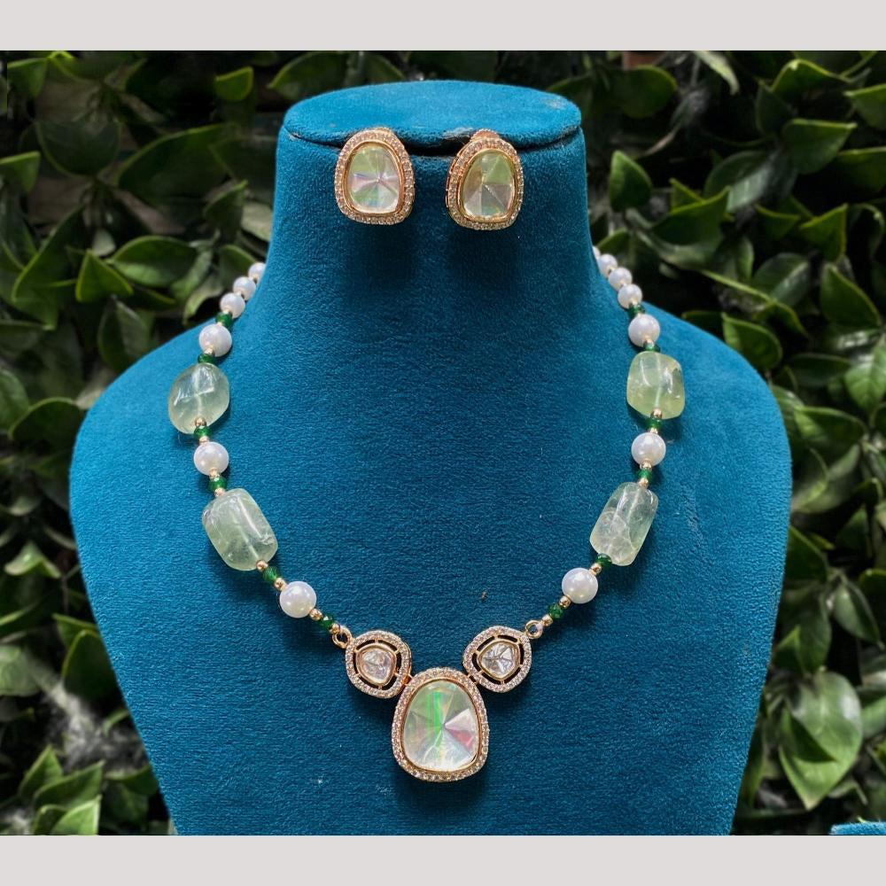 Amoliya Jewels Gold Plated Polki Kundan And Pearl Necklace Set